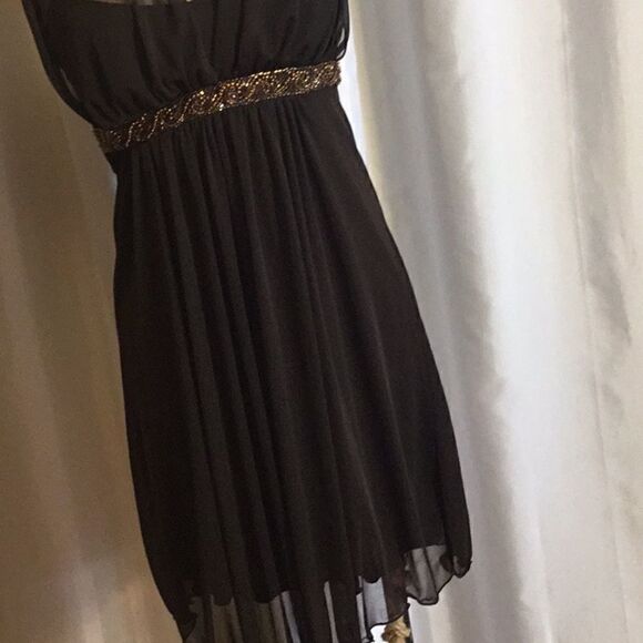 Halter dress in chocolate brown beaded front small - Picture 6 of 16